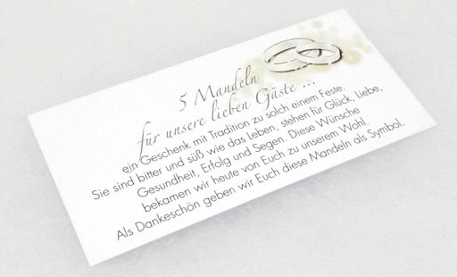 10 x Spruchkärtchen Mandelspruch Hochzeitsmandeln